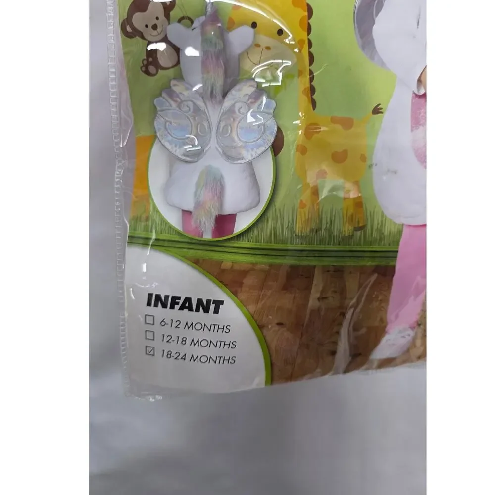 Spirit Halloween White Unicorn Pink Sparkle Belly Plush Costume 18-24 Months
